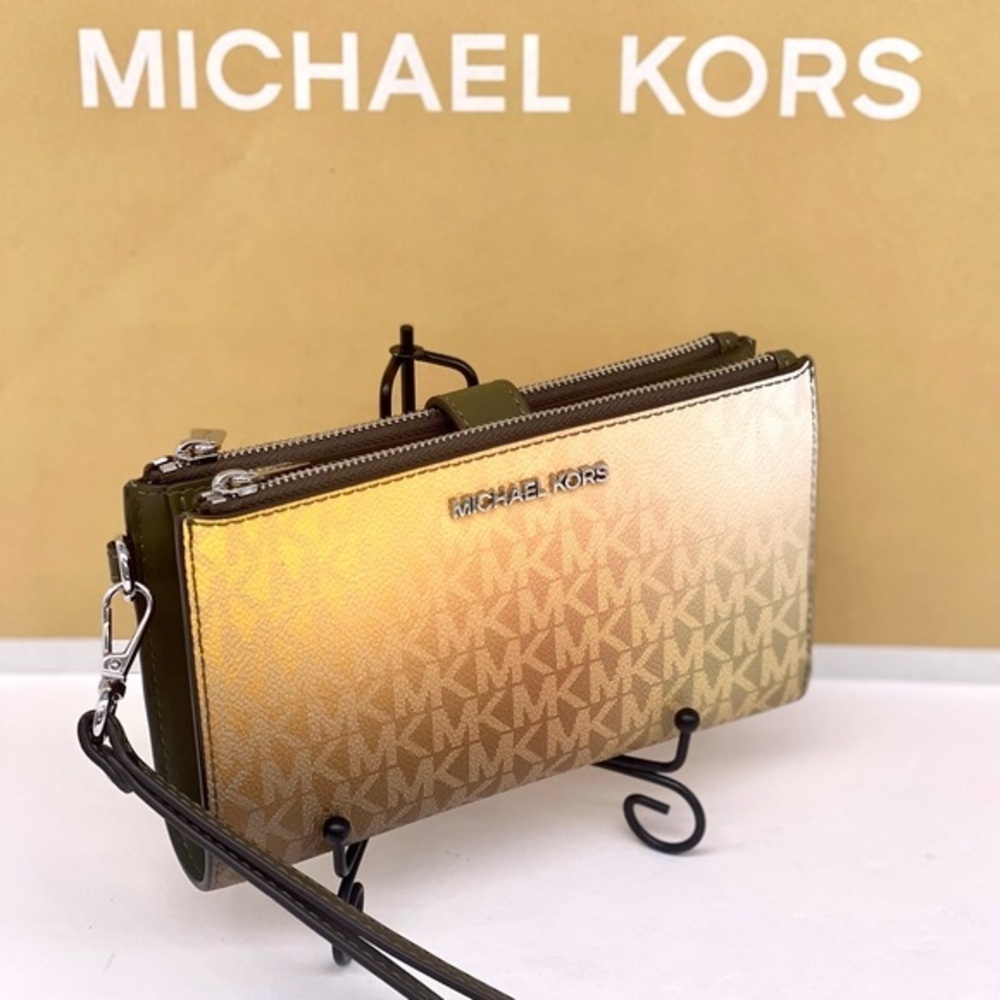 MICHAEL KORS Jet Set Lg Ombré Signature Logo Wallet Wristlet Phone Holder
